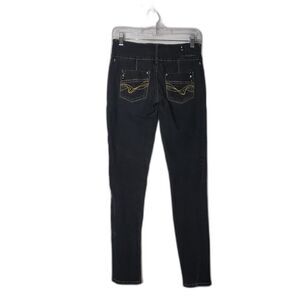 JEAN SYSTEM Black Denim Skinny Stretch Straight Leg Jeans Juniors Size 7